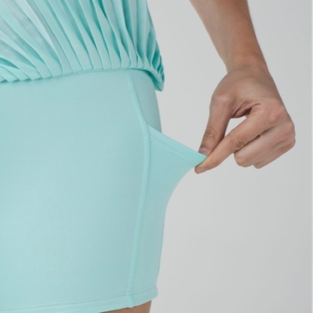 Lululemon Pleat To Street‎ II Teal Blue Spotted Skirt Size 2 - Picture 8 of 13